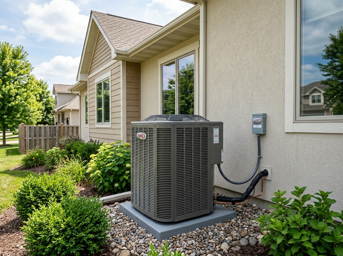 Lennox high-efficiency air conditioning system outdoors