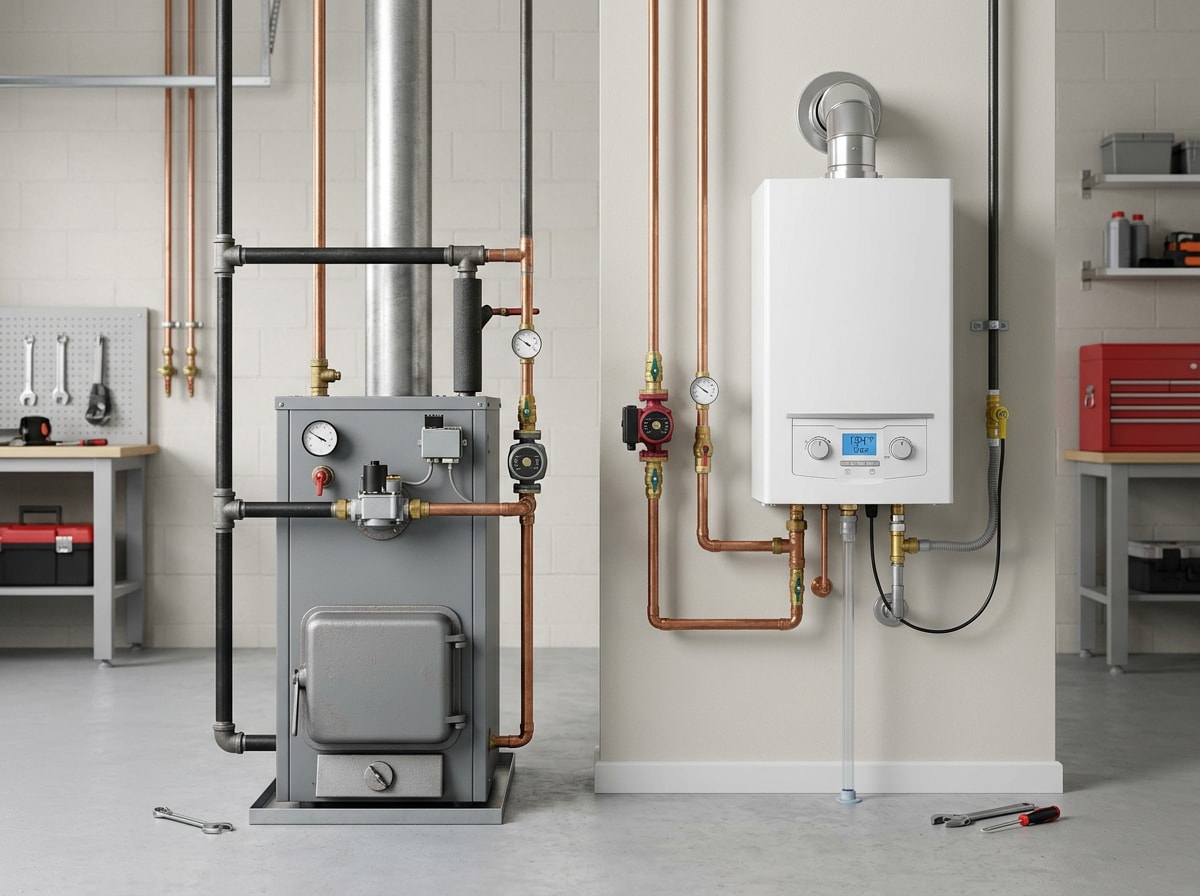 Gas fired boiler cost comparison chart by efficiency tier and installed price range