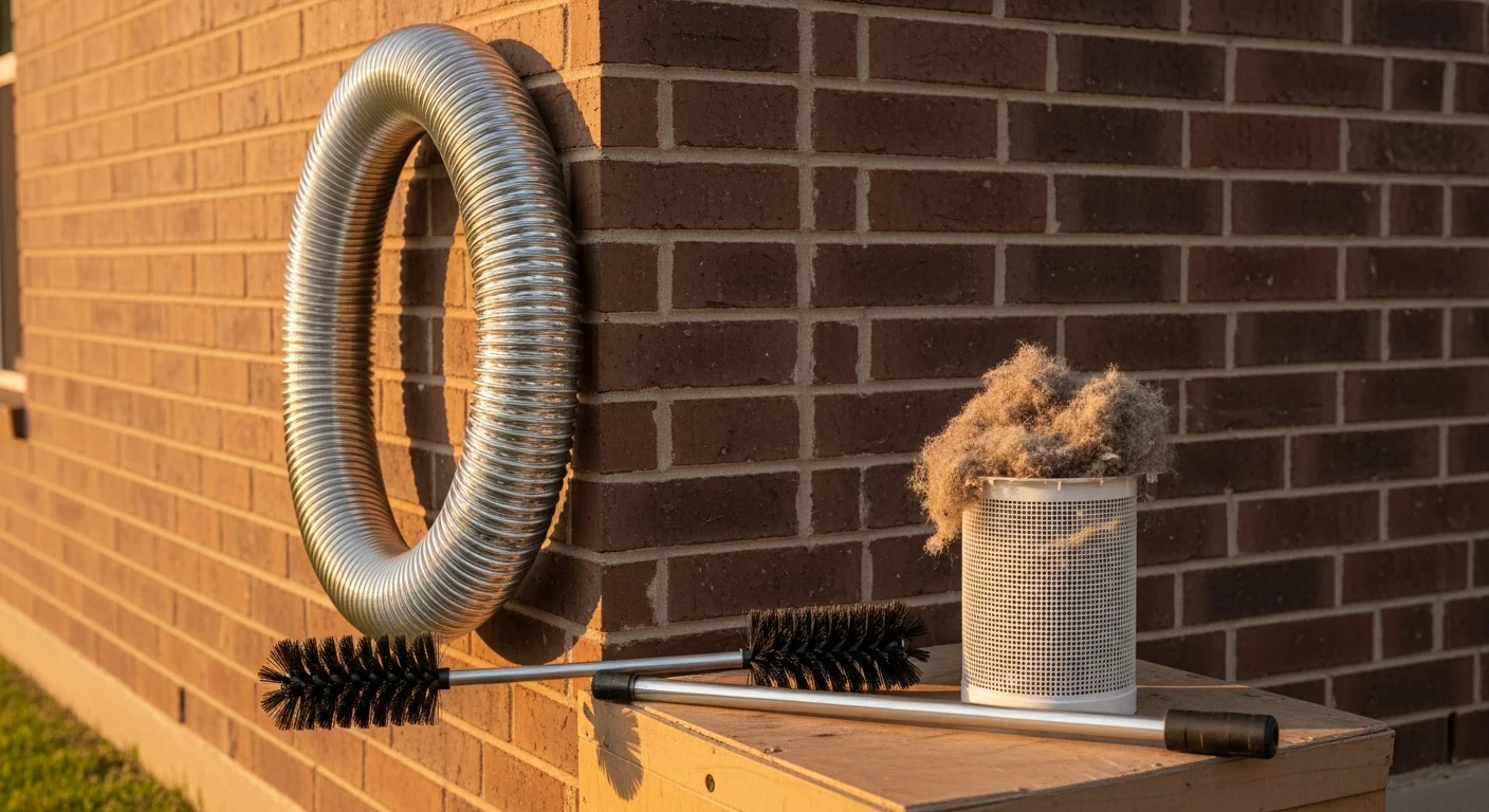Technician cleaning residential dryer vent with professional equipment