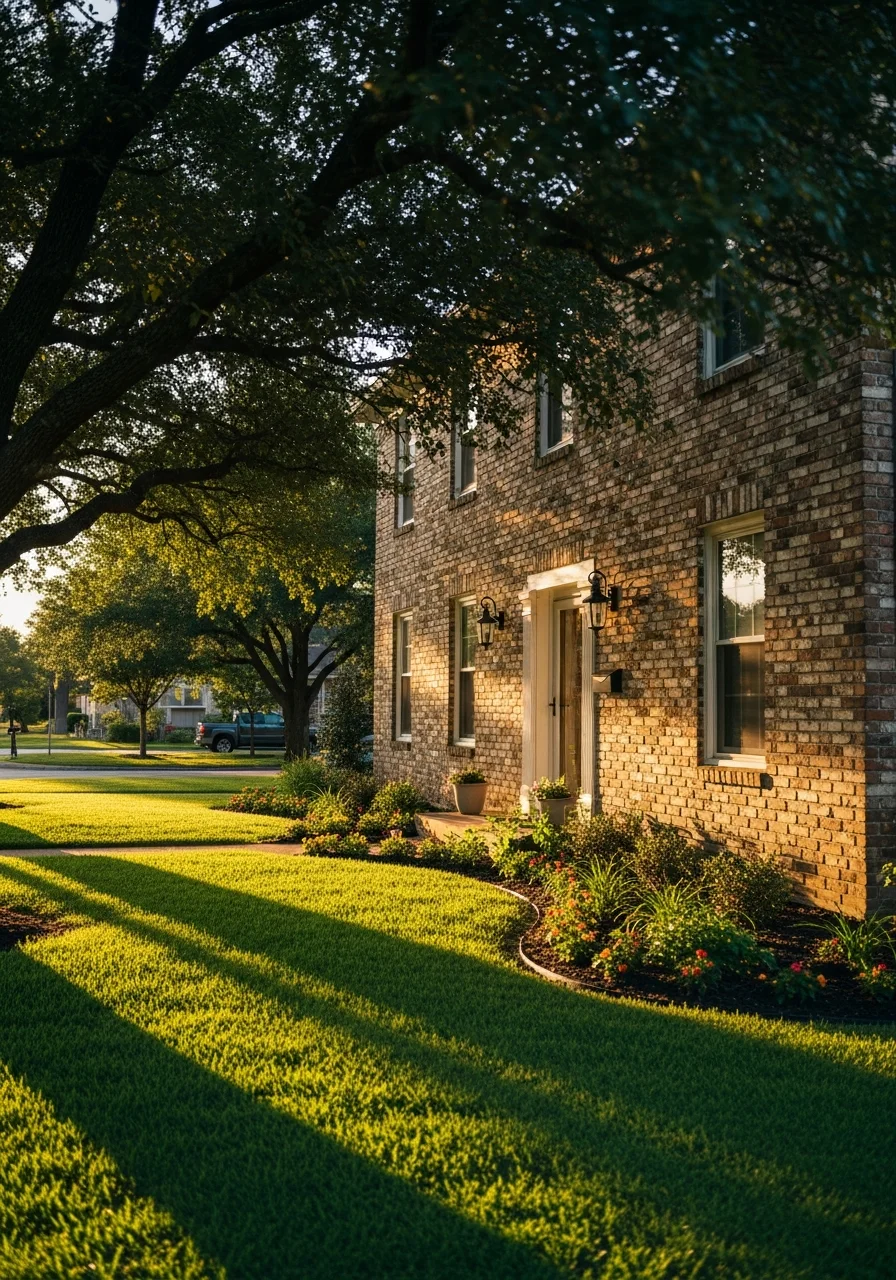 Brenham property exterior showing traditional architecture and well-maintained grounds in a quiet neighborhood setting.
