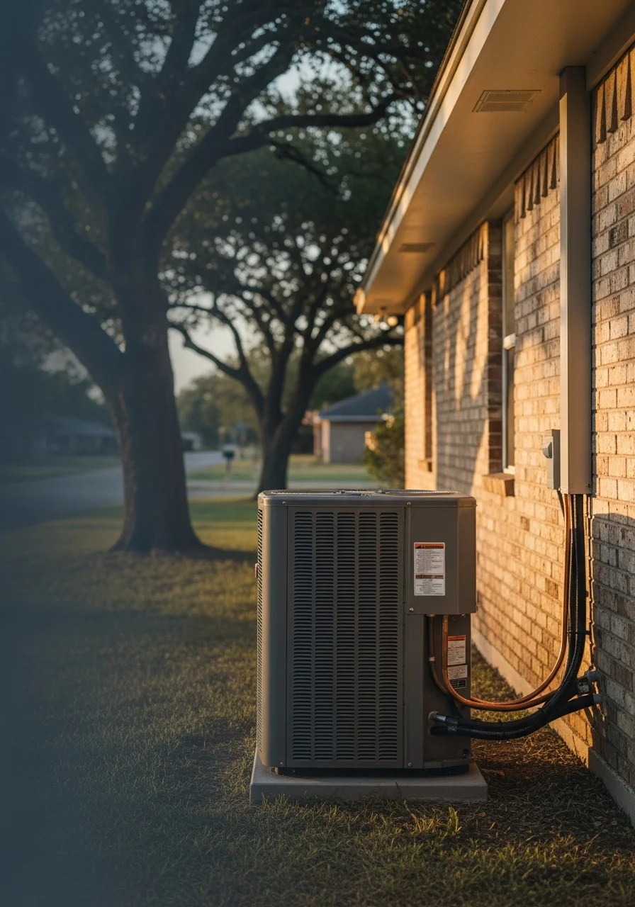 Residential HVAC unit installation on home exterior in Caldwell Texas neighborhood