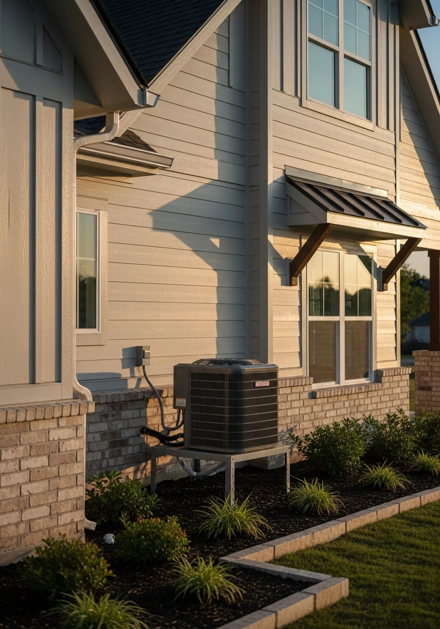 Close-up of a well-maintained home exterior in College Station with modern siding and landscaping.